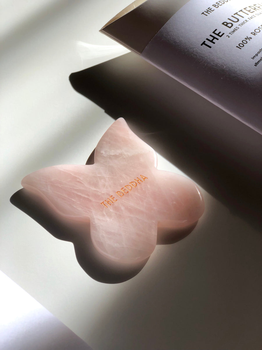 THE BUTTERFLY Rose Quartz Face Gua Sha