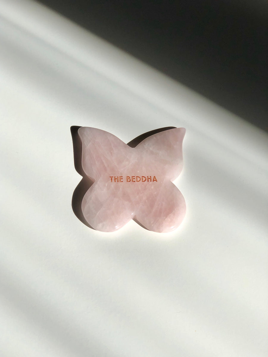 THE BUTTERFLY Rose Quartz Face Gua Sha